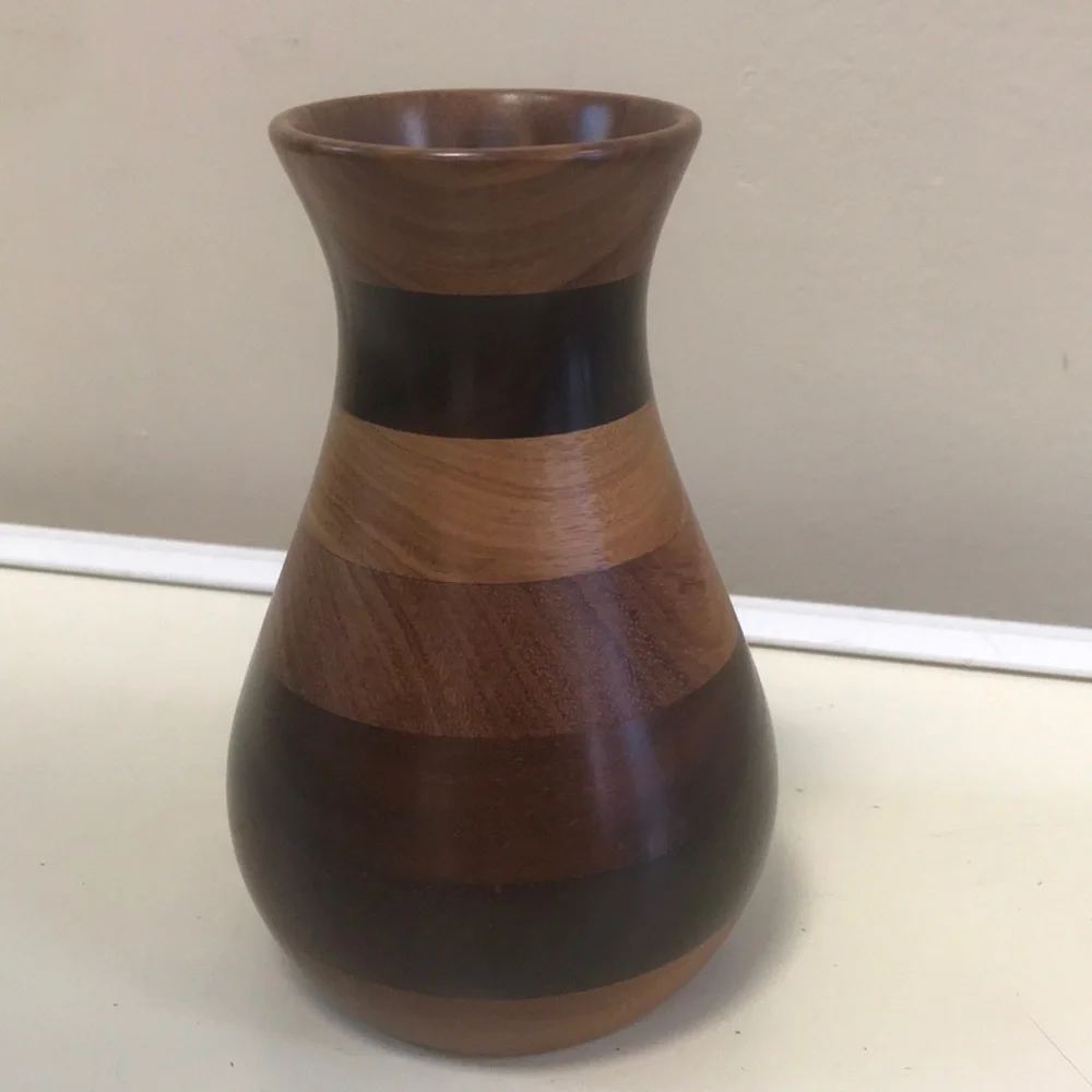 Vintage‎ Signed/Penny Dated Lloyd Cheney Turned Exotic Hardwood Vase